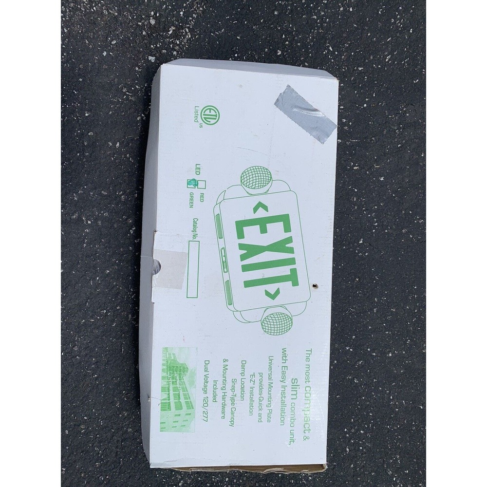 LED Green Exit Sign Emergency Light Adjustable Head Compact Combo ETL listed